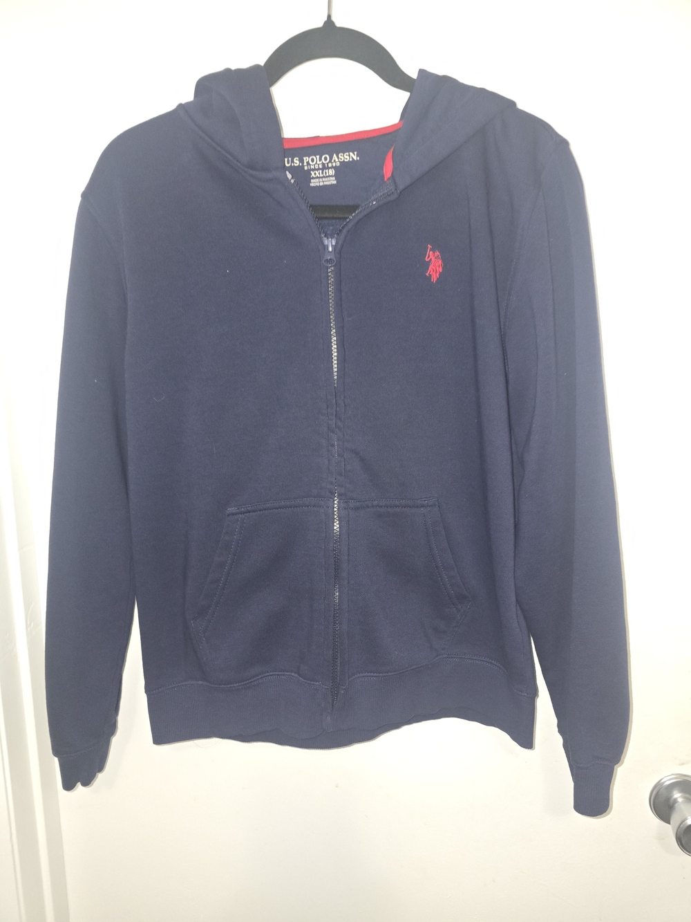 U.S. Polo Assn. Navy Zip-Up Hoodie with Red Logo